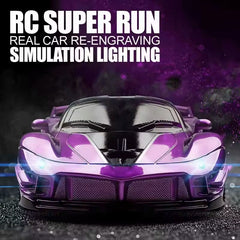 1:18 Scale High-Speed Drift RC Car with LED Lights – Realistic Remote Control Racing Toy for Kids & Boys