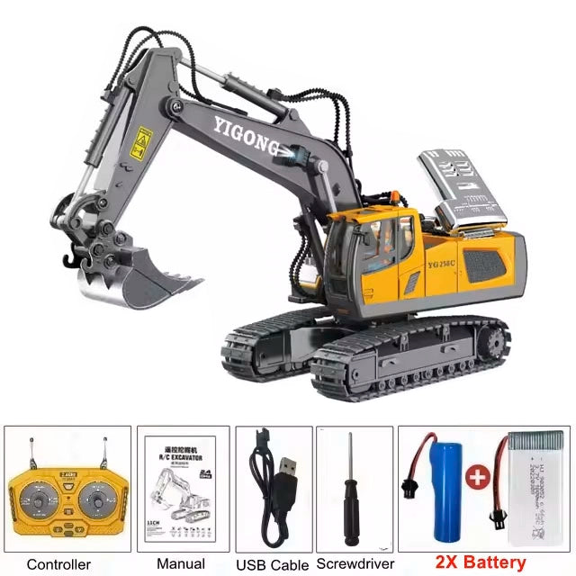 1:20 RC Alloy Construction Truck 4WD Excavator Toy for Kids